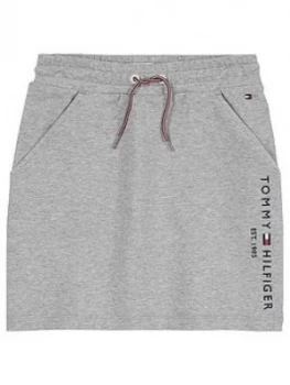 Image of Tommy Hilfiger Girls Essntial Logo Sweat Skirt, Grey, Size Age: 8 Years, Women