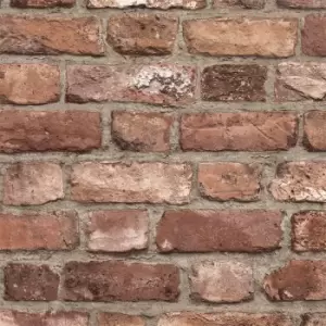 Image of Grandeco Red Brick Paste the Wall Wallpaper