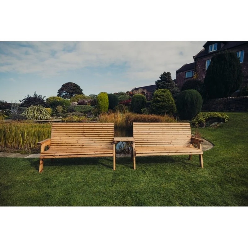 Image of Churnet Valley Garden Furniture Ltd Valley 6 Seat Set 2X3B Straight Tray - Timber - Fully Assembled in Brown Brown Unisex
