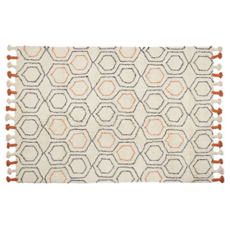 Image of Beliani Rug Hajipur Beige 140 X 200 Cm Cotton