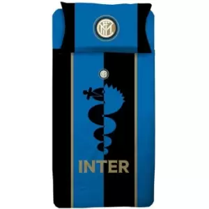 image of Inter Milan FC Duvet Cover Set (Single) (Black/Blue) - Black/Blue