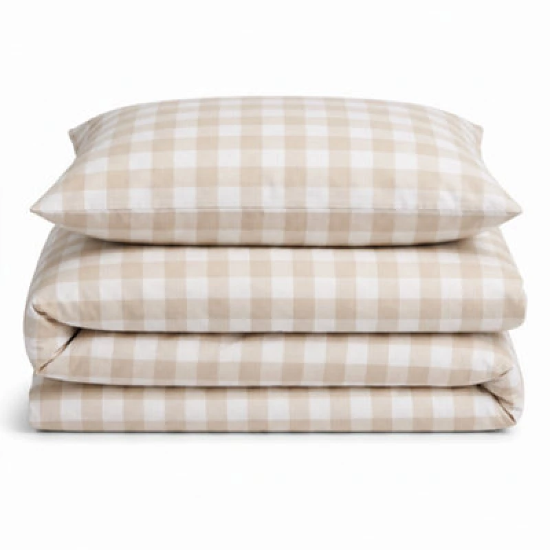 Image of Sweet Dreams Natural Wyndham Gingham Check Duvet Cover And Pillowcase Set Super King
