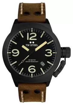 Image of TW Steel CS103 Mens Canteen Black Dial Brown Leather Watch