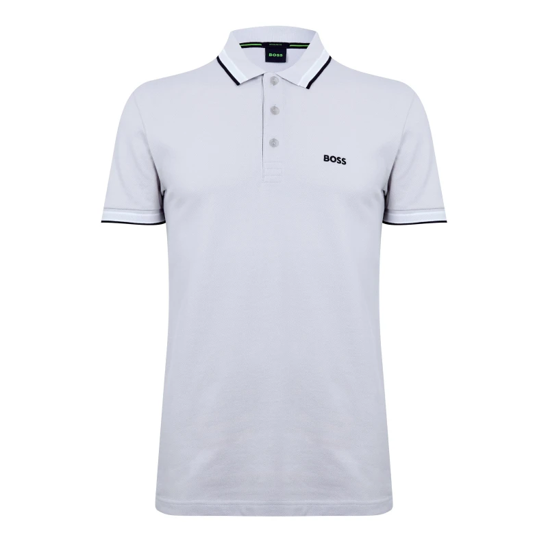 Image of Boss Mens HBG Paddy Polo Shirt with Contrast Tipping Lt Pas Grey 053 male 6XL