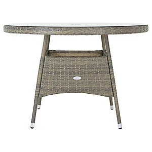 Image of Charles Bentley 4 Seater Round Rattan Garden Dining Table - Natural