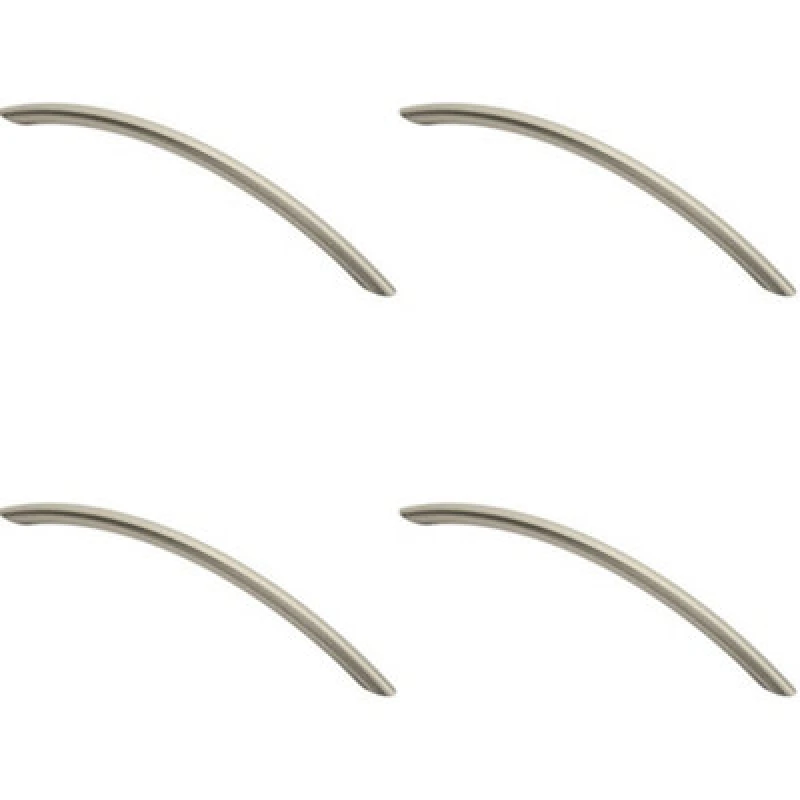 Image of Loops 4x Curved Bow Cabinet Pull Handle 226 x 10mm 192mm Fixing Centers Satin Nickel Metallics unisex