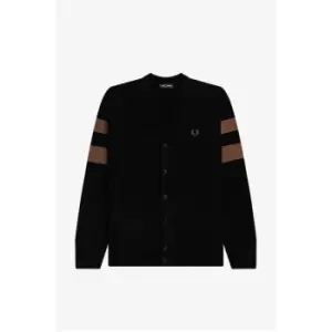 Image of Fred Perry Tipped Sleeve Cardigan - Black
