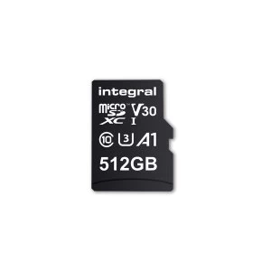 Image of Integral 512GB Micro SD Card MicroSDXC UHS-1 U1 Cl10 V30 A1 Up To 100Mbs Read 80Mbs Write
