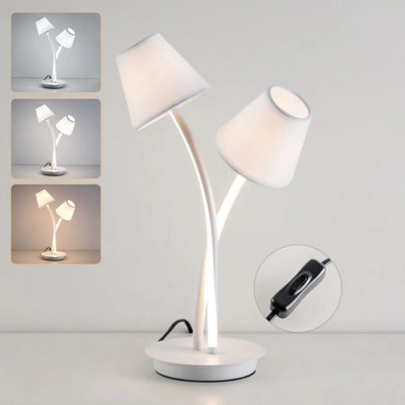 Image of Harper Living LED Table Lamp, Bedside Table Light With 2 Vintage Lampshades, Bedroom Living Room Study Room
