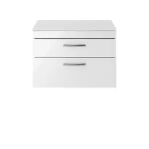 image of Nuie Athena 800 Wall Hung 2-drawer Vanity & Worktop - Gloss White