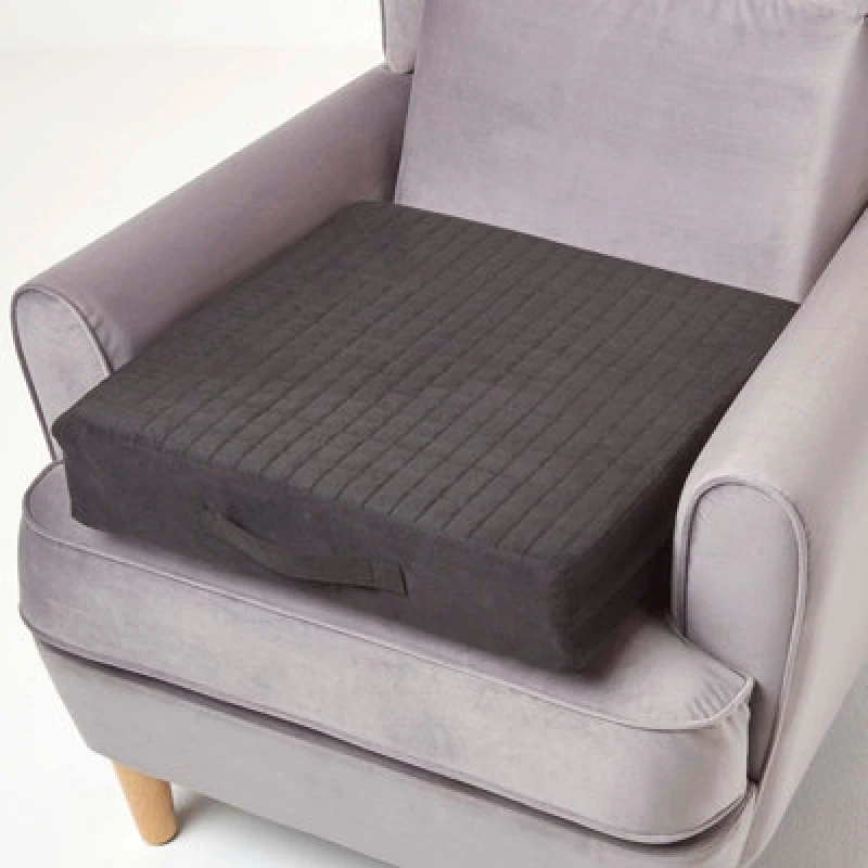 Image of Homescapes Suede Orthopaedic Foam Armchair Booster Cushion Black
