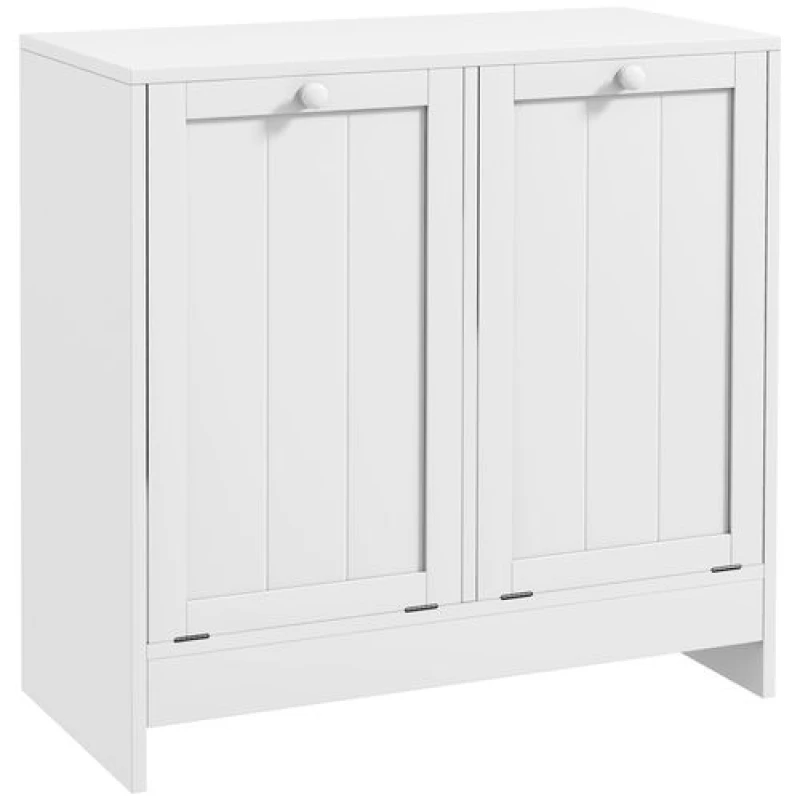 Image of KLEANKIN Kleankin - Tilt-out Laundry Storage Cabinet with 2 Compartment Hampers, White 5056725571702