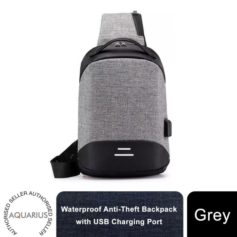 Image of Aquarius Aquarius Waterproof Anti-Theft USB Laptop Backpack - Travel School Bag - Grey