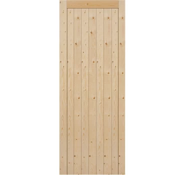 image of JB Kind Boarded Framed Ledged & Braced Unfinished Natural Pine External Shed Door - 1981mm x 915mm (78x36 inch) Softwood PFLB302