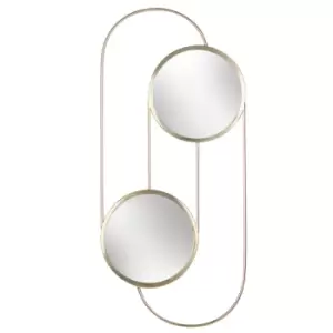 image of Abstract Double Round Circular Wall Mirror Brass