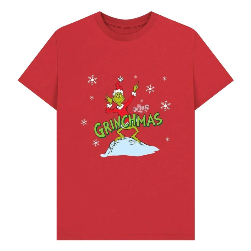 Image of The Grinch Mens Merry Grinchmas T-Shirt in Red Size: Small Red Male S