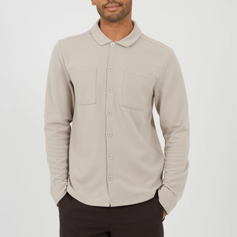 Image of Brave Soul Brave Mens Light Sand Fuve Button Long Sleeve Shirt Light Sand male Small