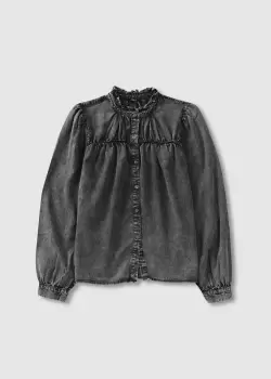 image of Rails Womens Camille Tencel Denim Shirt In Black Acid Wash