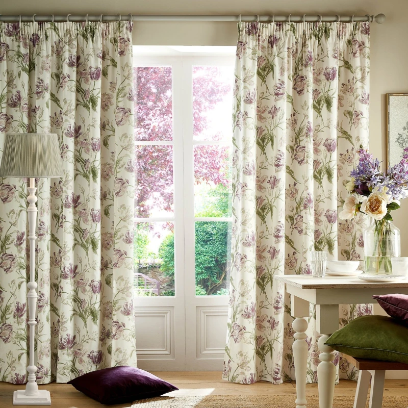 Image of Laura Ashley Gosford Ready Made Curtains Grape