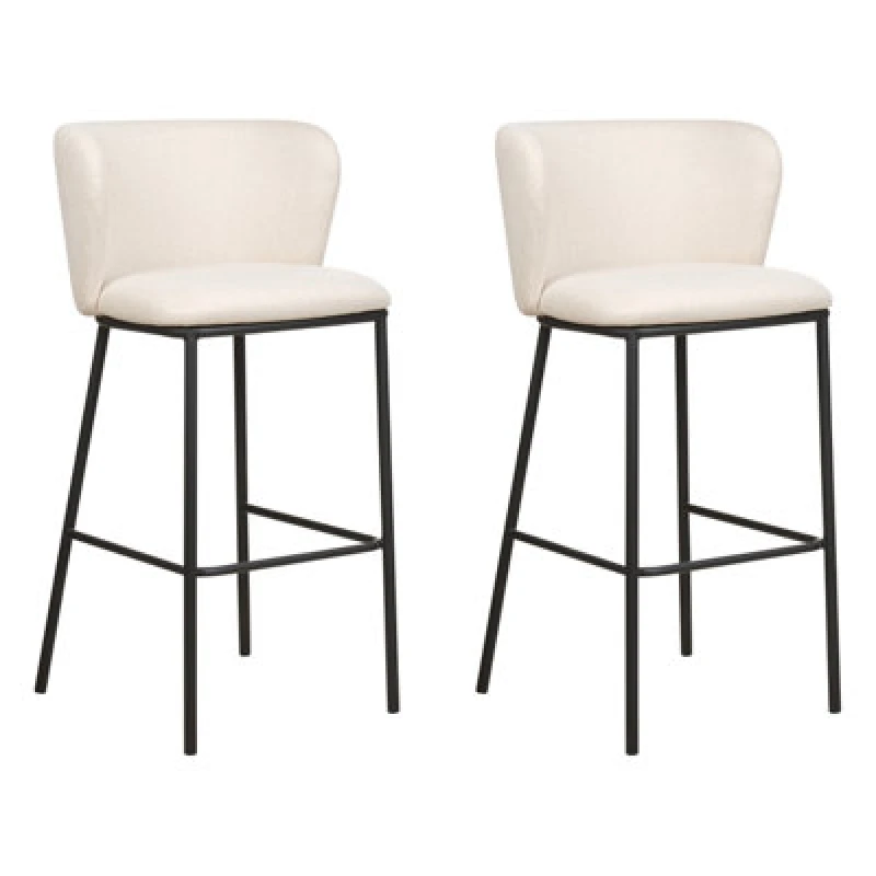 Image of Beliani Set Of 2 Fabric Bar Chairs Off-White Mina