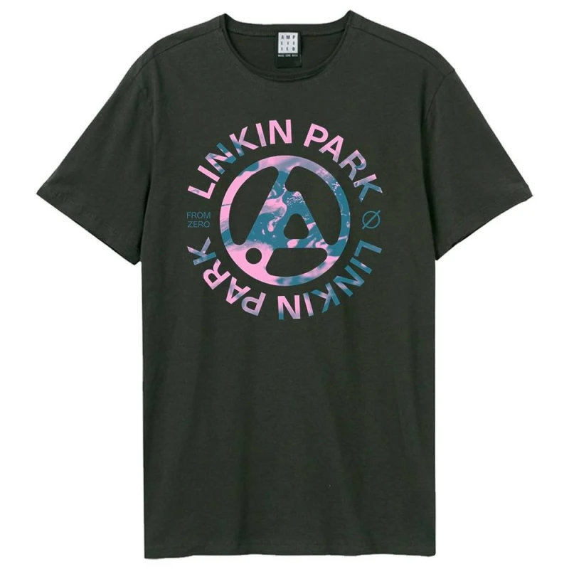Image of Amplified Mens From Zero Camo Spill Linkin Park T-Shirt in Charcoal Size: Large Charcoal Male L