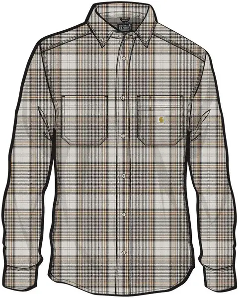 Image of Carhartt Midweight Flannel Plaid Shirt, beige, Size 2XL