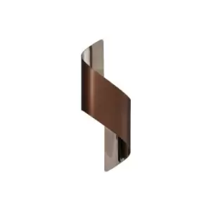 Image of Wall Lamp Small, 1 x 8W LED, 3000K, 640lm, Satin Brown, Polished Chrome - Luminosa Lighting