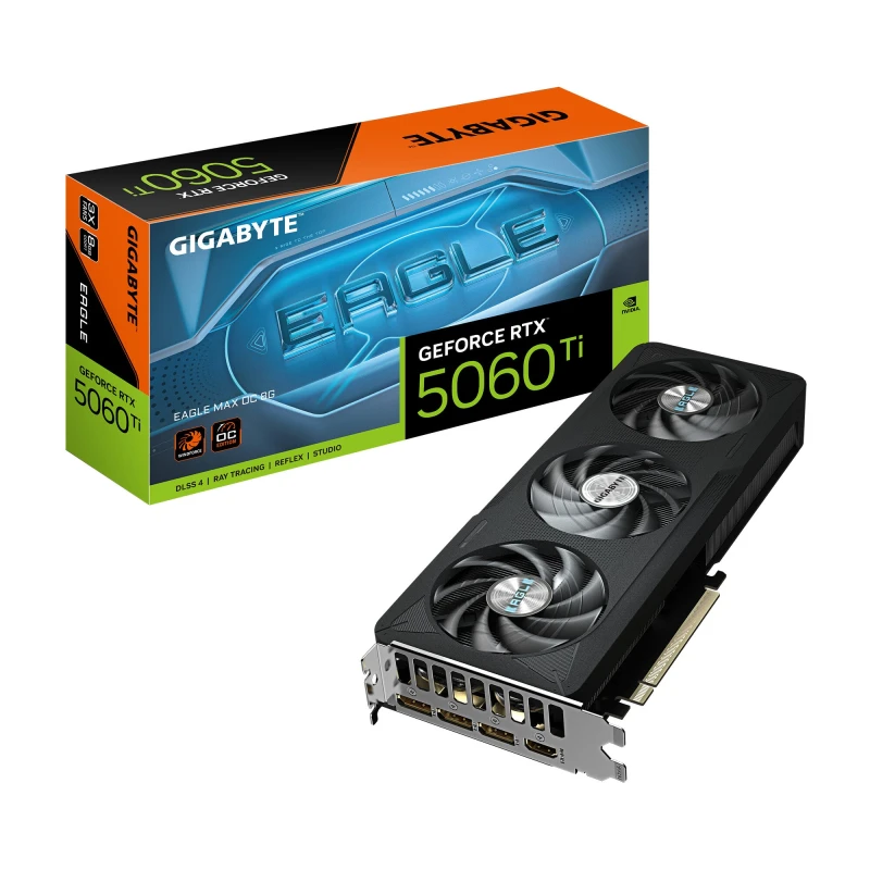 Image of Gigabyte Gigabyte GeForce RTX 5060 Ti EAGLE MAX OC 8G Graphics Card - 8GB GDDR7, 128bit, PCI-E 5.0, 2617MHz Core Clock, 3 x DP, 1 x HDMI, NVIDIA DLSS