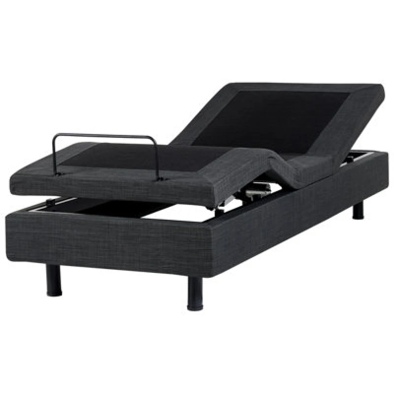 Image of Beliani Adjustable Bed Without Headboard Fabric Duke 80 X 200 Cm (Eu Small Single) Dark Grey