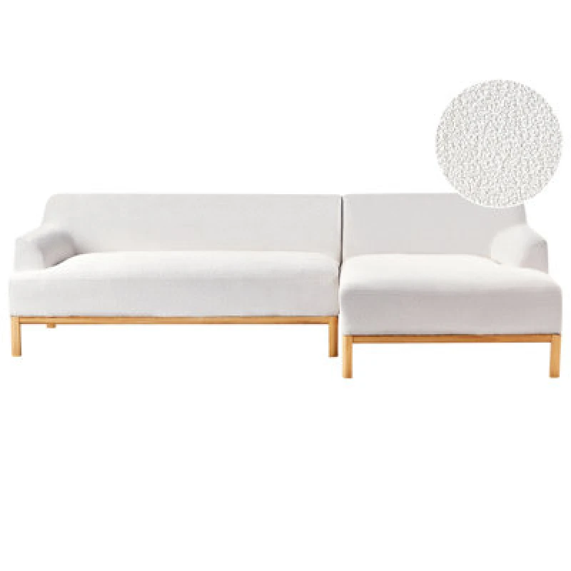 Image of Beliani Corner Sofa 3 Seater Sosjo Boucle Off-White Left Hand