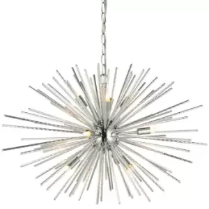 Image of Multi Light Ceiling Pendant 9 Bulb Chrome Feature Chandelier Vintage Metal Lamp