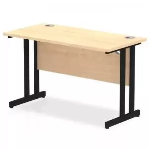 Image of Impulse 1200 x 600mm Straight Desk Maple Top Black Cantilever Leg