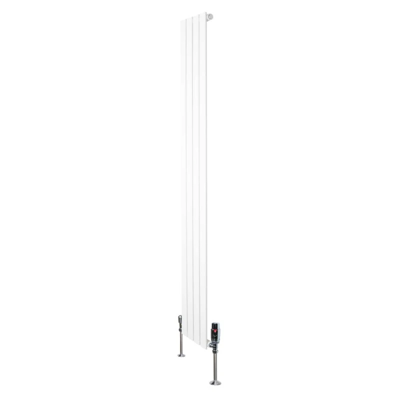 Image of Monstershop Flat Single Column Radiator & Valves - 1800mm x 280mm - White White Unisex