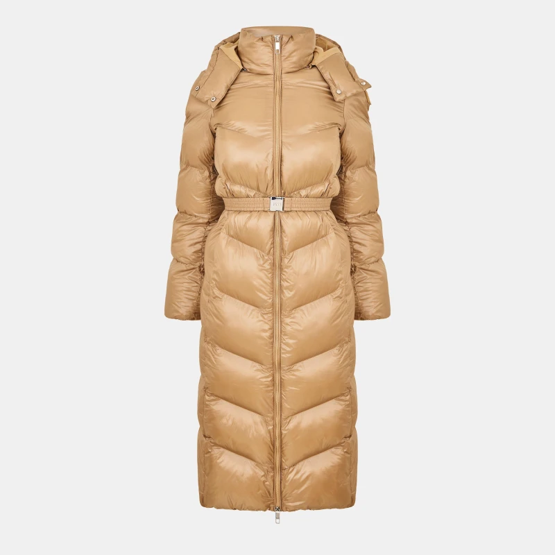 Image of Boss Womens Pamaxi3 Long Puffer Jacket Medium Beige female 4 (XXS)