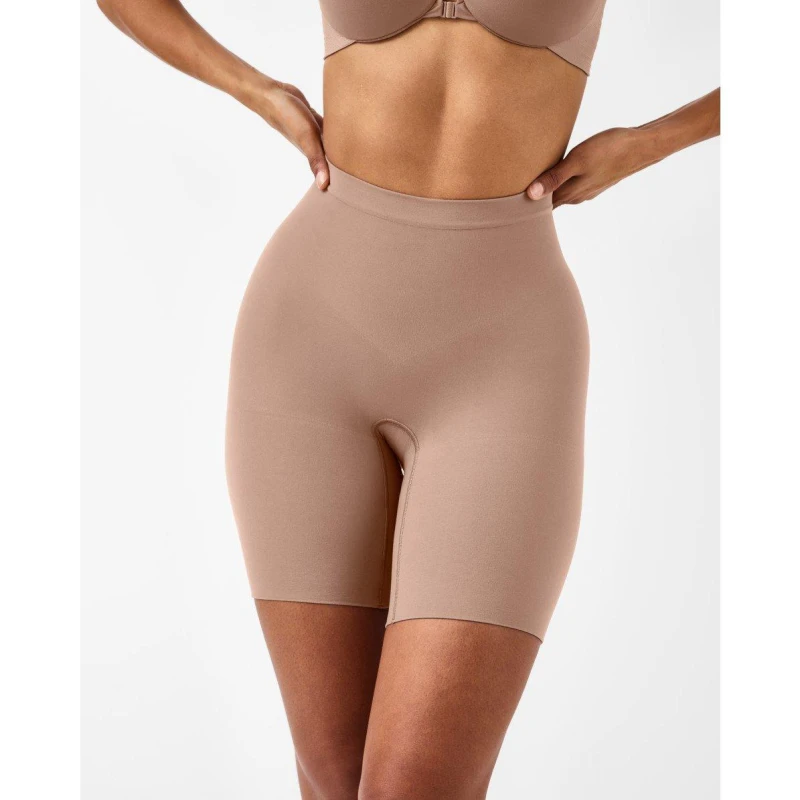 Image of Spanx SPANXsculpt Seamless Power Mid-Thigh Short Caf Au Lait female 14 (L)