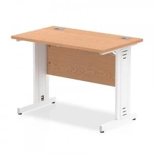 Image of Trexus Desk Rectangle Cable Managed White Leg 1000x600mm Oak Ref