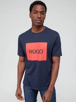 Image of HUGO Dolive Large Logo T-Shirt - Dark Blue , Dark Blue, Size L, Men