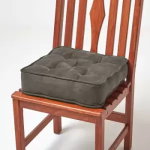 Image of Taupe Grey Faux Suede Dining Chair Booster Cushion - Grey - Homescapes