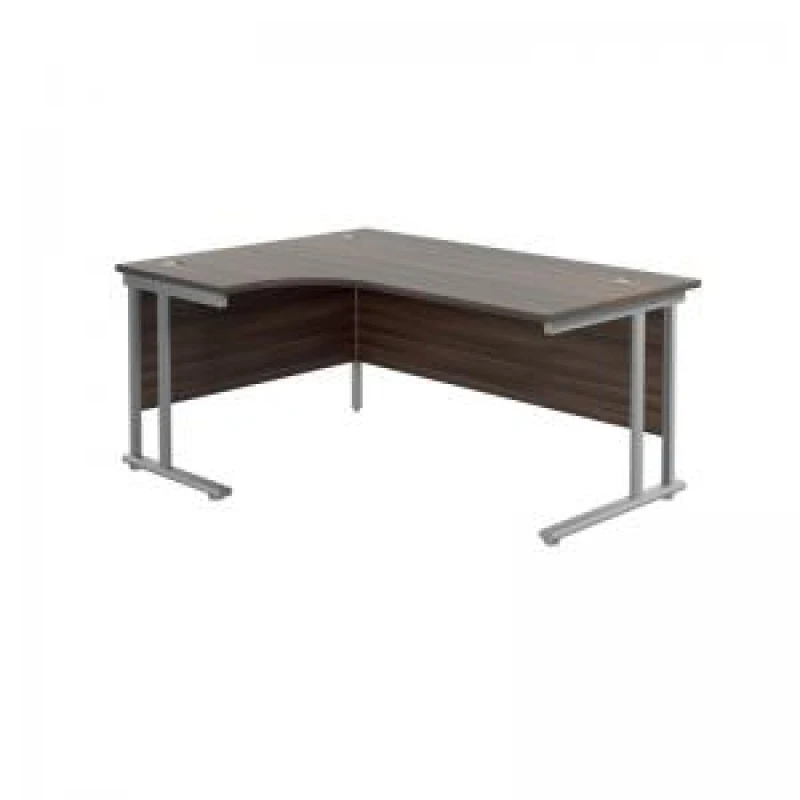 Image of Jemini Radial Left Hand Cantilever Desk 1600x1200x730mm Dark Walnut/Silver KF807575