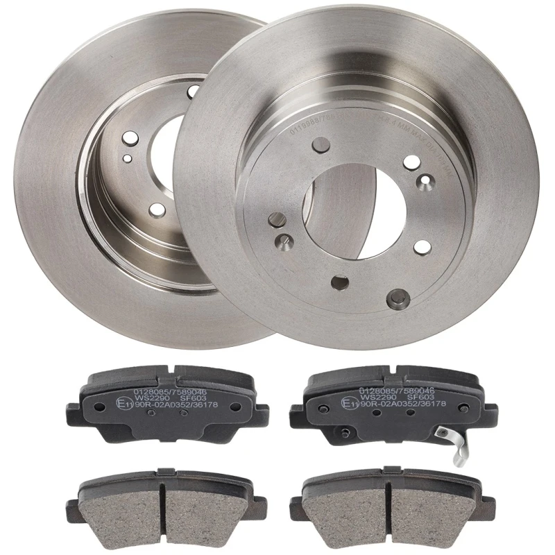 Image of RIDEX 3405B1897 Brake disc and pads set Rear Axle, Brake Disc Type: Solid, with acoustic wear warning Brake Set,disc brakes (3405)