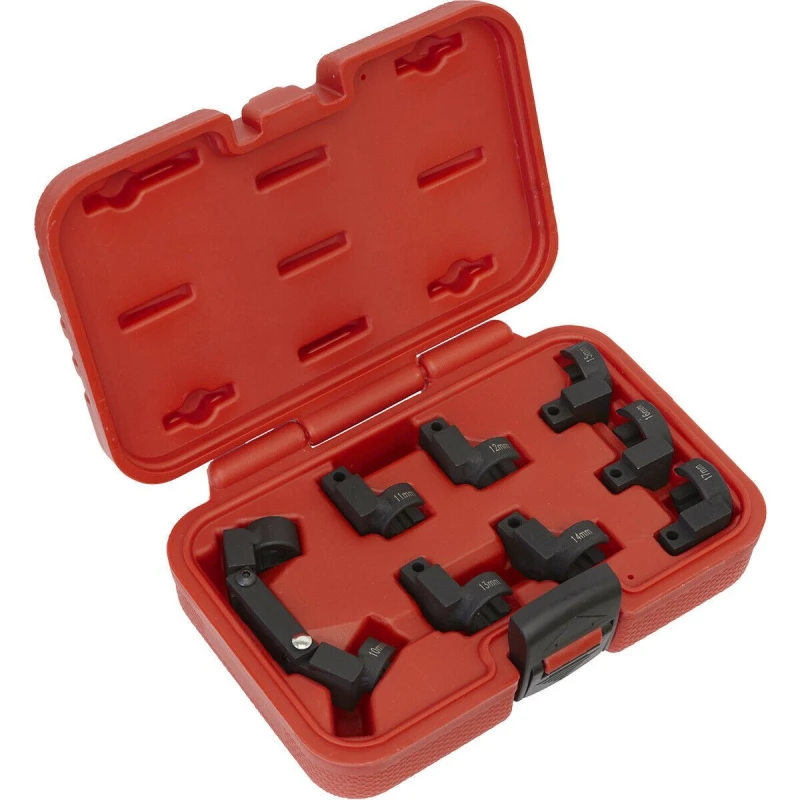 Image of Loops 9 Piece Injector Pipe Socket Set - Flexible 3/8" Sq Drive - Crows Foot Injector Multi
