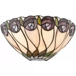 image of Loops - Tiffany Glass Wall Light Cream & Mackintosh Rose Shade Interior Sconce i00248