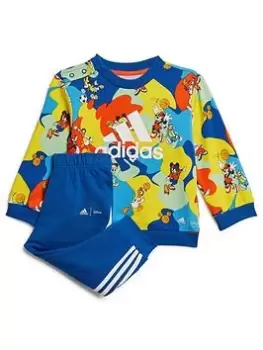 Image of adidas Disney Toddler Boys Mickey Mouse Crew & Jogger Set - Dark Blue, Dark Blue, Size 2-3 Years