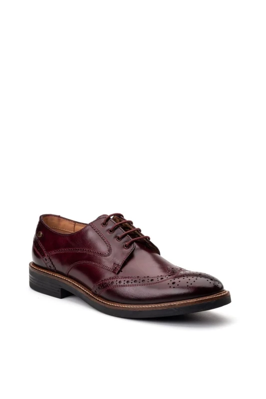 Image of Base London Base London Men York Brogue Shoe in Wine Size: 11 Wine 11 Male 5063294201152