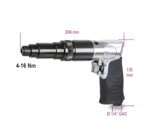 image of Beta Tools 1935F Reversible Air Screwdriver 1/4" Bit Holder 4-16 Nm 19350045