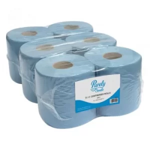 Image of Purely Smile Centrefeed Roll 2Ply Blue PK6 PS1214