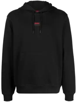 image of HUGO Logo-patch Detail Hoodie Black