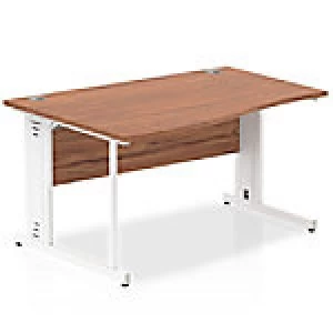 Image of Impulse 1400 Left Hand White Cable Managed Leg Wave Desk Walnut