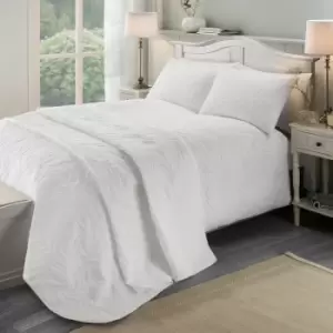 Image of Serene Luana Pinsonic Stitch Quilted Duvet Cover Set, White, Super King