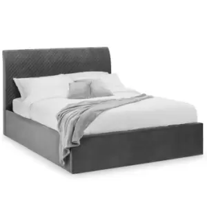 image of Julian Bowen Sanderson Diamond Quilted Velvet Ottoman Bed 135Cm